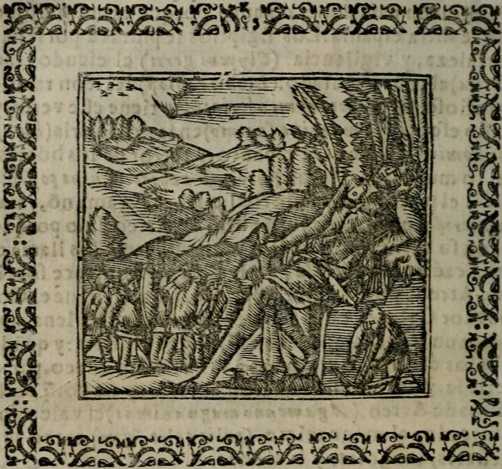 An illustration from Declaracion magistral sobre las Emblemas de Andres Alciato : con todas las historias, antiguedades, moralidad, y doctrina, tocante a las buenas costumbres : dedicadas a la muy noble insigne, leal, y coronada ciudad de Valencia, 1670, leaf 275