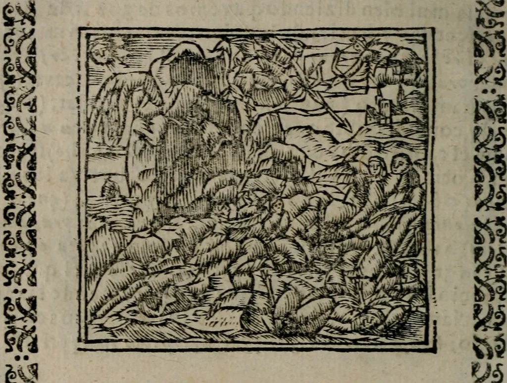 An illustration from Declaracion magistral sobre las Emblemas de Andres Alciato : con todas las historias, antiguedades, moralidad, y doctrina, tocante a las buenas costumbres : dedicadas a la muy noble insigne, leal, y coronada ciudad de Valencia, 1670, leaf 295