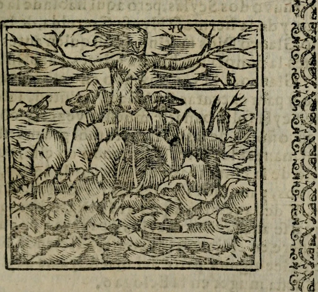 An illustration from Declaracion magistral sobre las Emblemas de Andres Alciato : con todas las historias, antiguedades, moralidad, y doctrina, tocante a las buenas costumbres : dedicadas a la muy noble insigne, leal, y coronada ciudad de Valencia, 1670, leaf 298