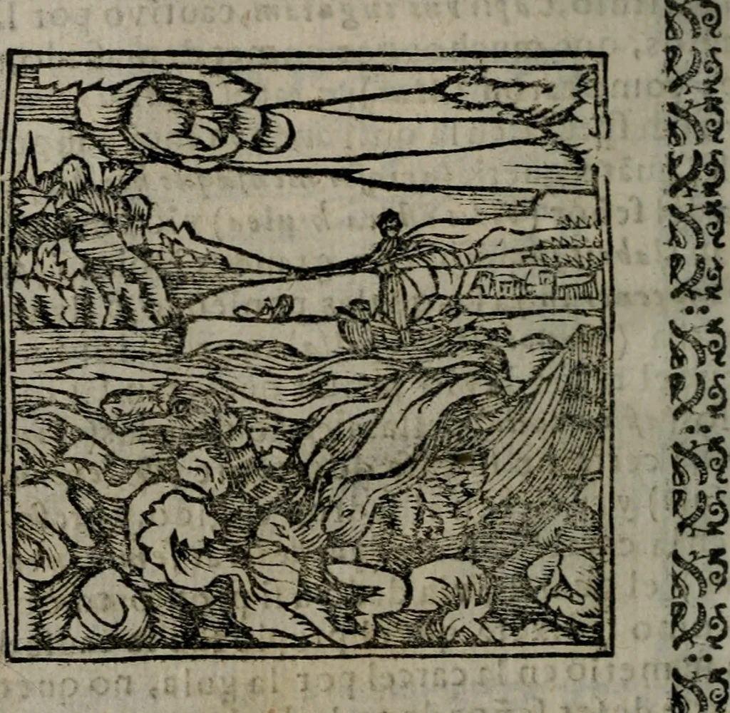 An illustration from Declaracion magistral sobre las Emblemas de Andres Alciato : con todas las historias, antiguedades, moralidad, y doctrina, tocante a las buenas costumbres : dedicadas a la muy noble insigne, leal, y coronada ciudad de Valencia, 1670, leaf 377