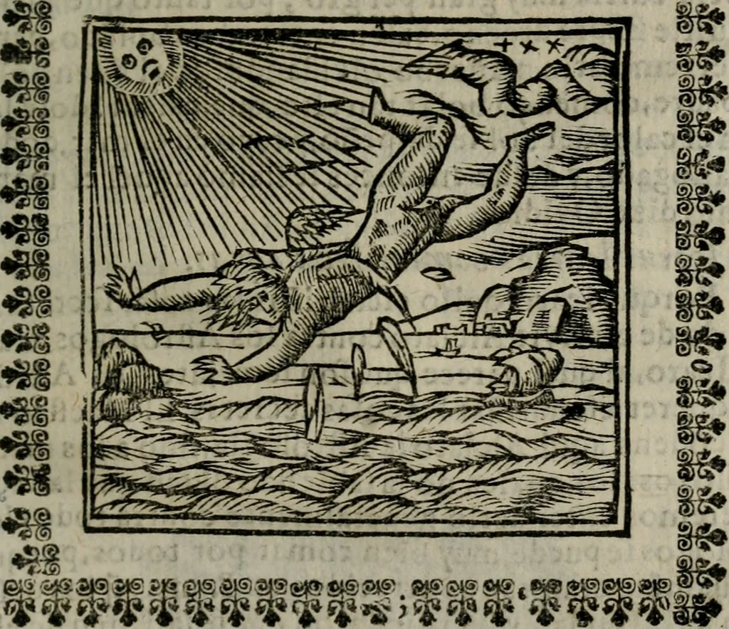 An illustration from Declaracion magistral sobre las Emblemas de Andres Alciato : con todas las historias, antiguedades, moralidad, y doctrina, tocante a las buenas costumbres : dedicadas a la muy noble insigne, leal, y coronada ciudad de Valencia, 1670, leaf 404