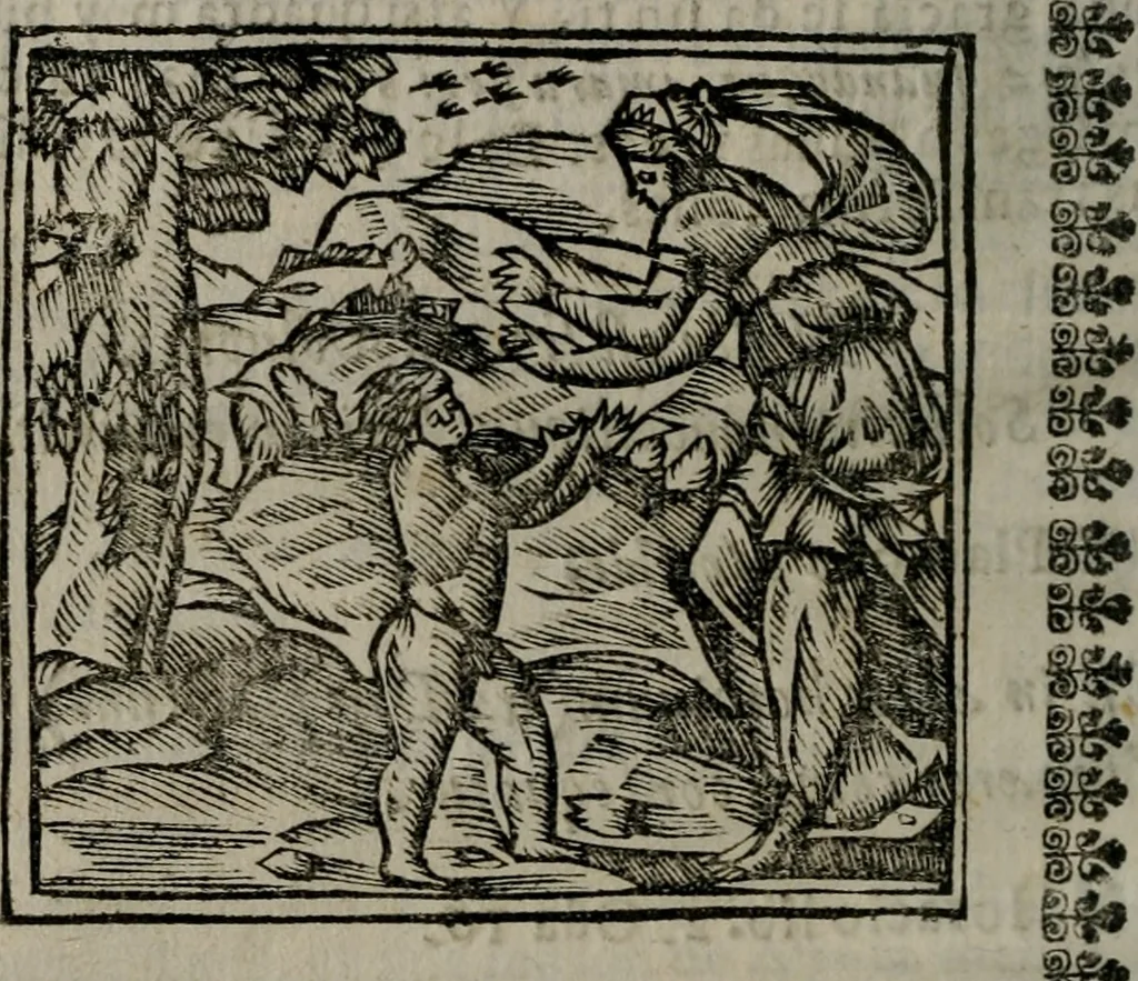 An illustration from Declaracion magistral sobre las Emblemas de Andres Alciato : con todas las historias, antiguedades, moralidad, y doctrina, tocante a las buenas costumbres : dedicadas a la muy noble insigne, leal, y coronada ciudad de Valencia, 1670, leaf 427