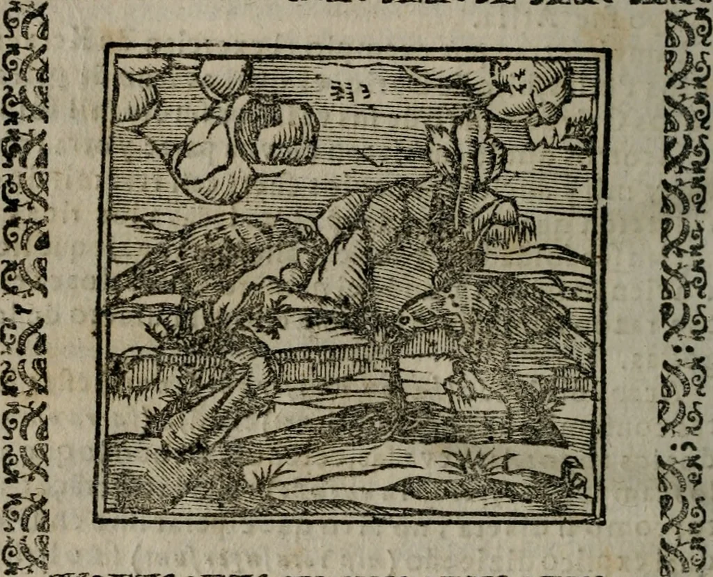 An illustration from Declaracion magistral sobre las Emblemas de Andres Alciato : con todas las historias, antiguedades, moralidad, y doctrina, tocante a las buenas costumbres : dedicadas a la muy noble insigne, leal, y coronada ciudad de Valencia, 1670, leaf 479