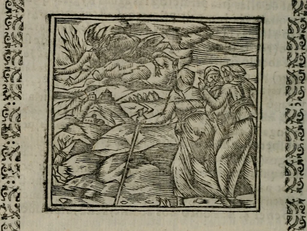 An illustration from Declaracion magistral sobre las Emblemas de Andres Alciato : con todas las historias, antiguedades, moralidad, y doctrina, tocante a las buenas costumbres : dedicadas a la muy noble insigne, leal, y coronada ciudad de Valencia, 1670, leaf 485