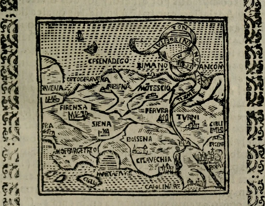 An illustration from Declaracion magistral sobre las Emblemas de Andres Alciato : con todas las historias, antiguedades, moralidad, y doctrina, tocante a las buenas costumbres : dedicadas a la muy noble insigne, leal, y coronada ciudad de Valencia, 1670, leaf 496