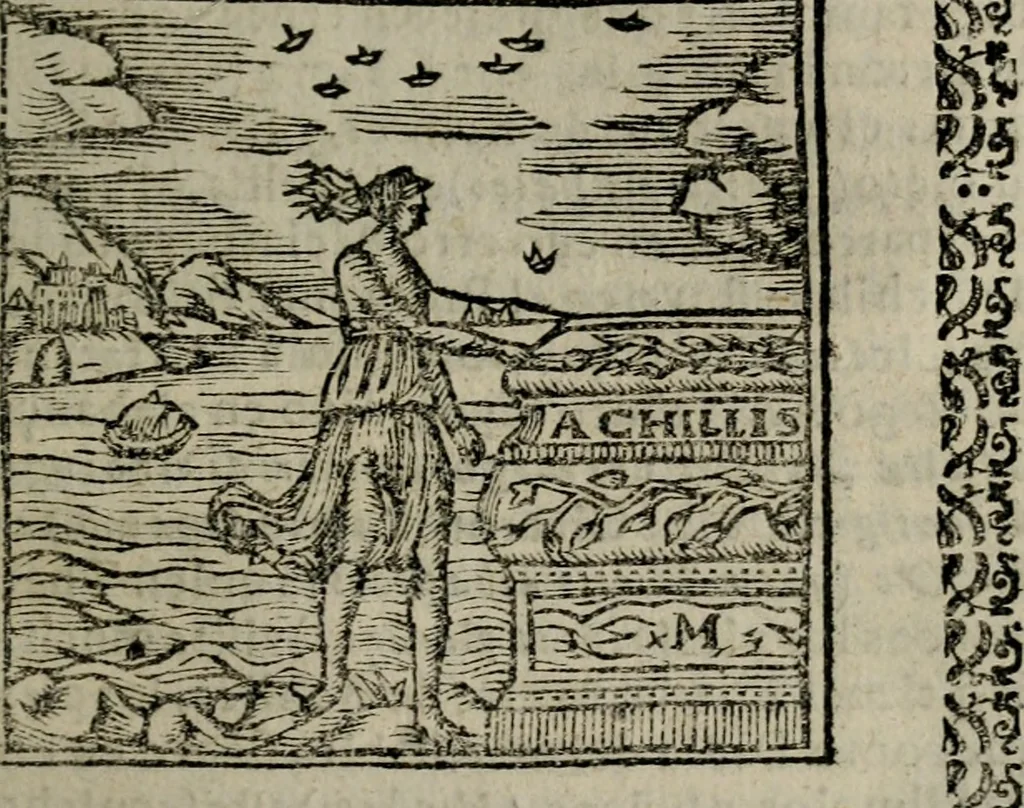 An illustration from Declaracion magistral sobre las Emblemas de Andres Alciato : con todas las historias, antiguedades, moralidad, y doctrina, tocante a las buenas costumbres : dedicadas a la muy noble insigne, leal, y coronada ciudad de Valencia, 1670, leaf 504
