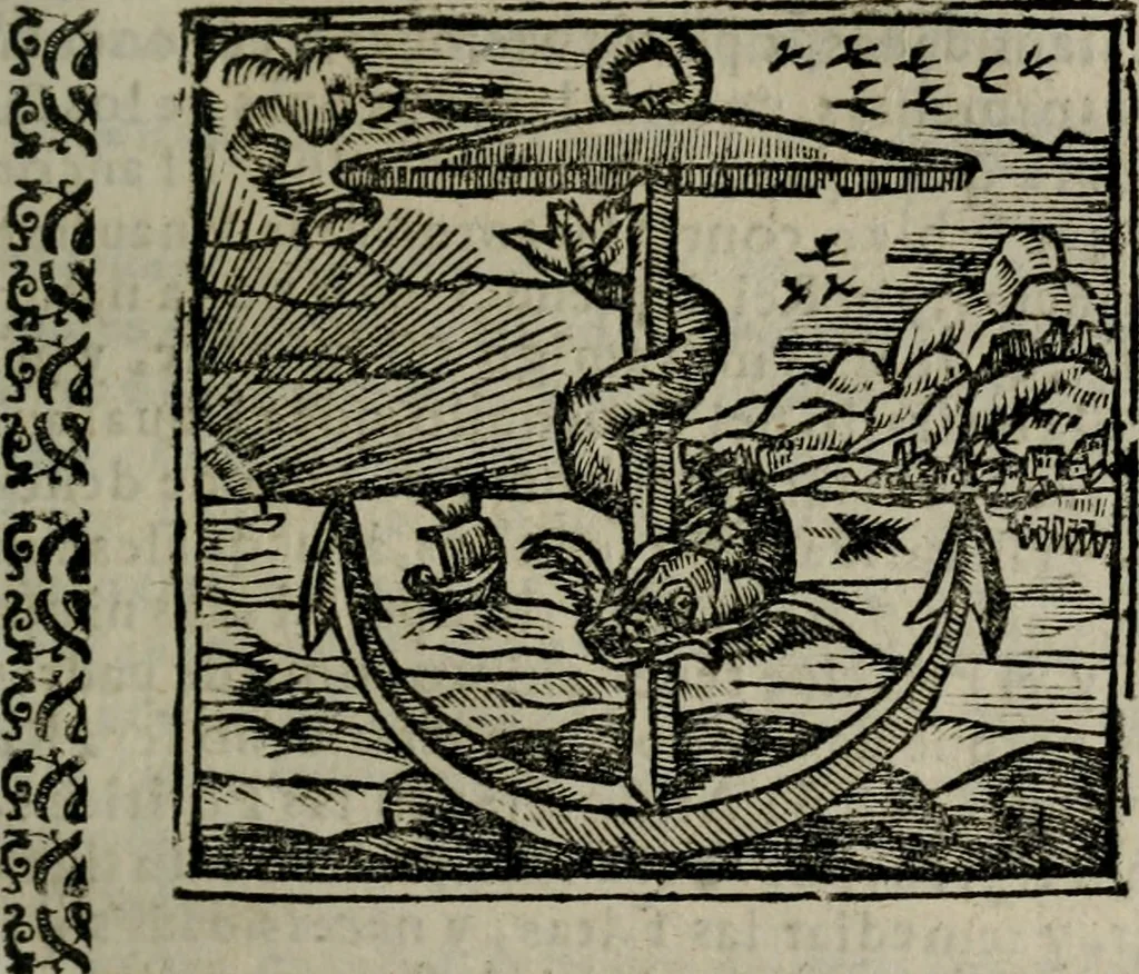 An illustration from Declaracion magistral sobre las Emblemas de Andres Alciato : con todas las historias, antiguedades, moralidad, y doctrina, tocante a las buenas costumbres : dedicadas a la muy noble insigne, leal, y coronada ciudad de Valencia, 1670, leaf 528