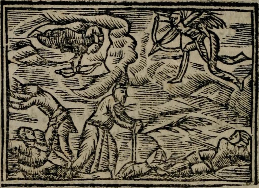 An illustration from Declaracion magistral sobre las Emblemas de Andres Alciato : con todas las historias, antiguedades, moralidad, y doctrina, tocante a las buenas costumbres : dedicadas a la muy noble insigne, leal, y coronada ciudad de Valencia, 1670, leaf 557