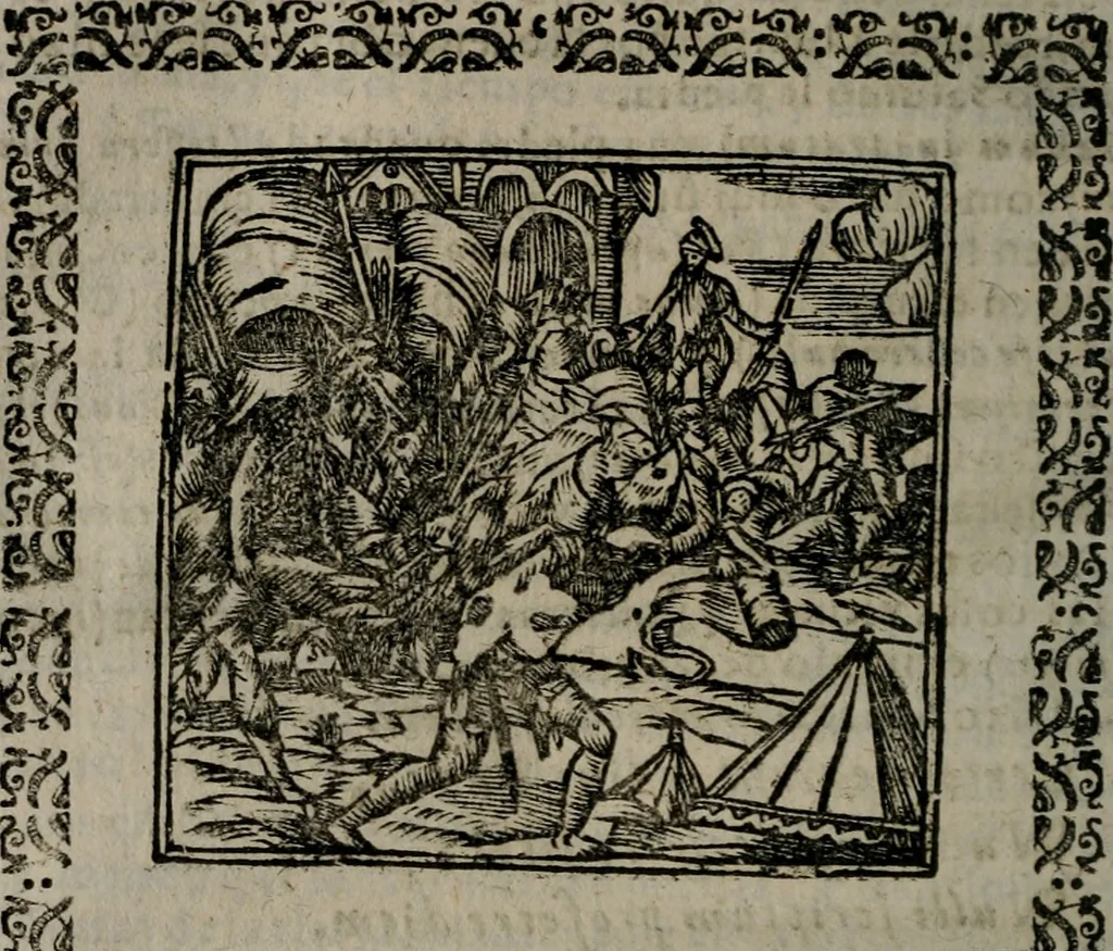An illustration from Declaracion magistral sobre las Emblemas de Andres Alciato : con todas las historias, antiguedades, moralidad, y doctrina, tocante a las buenas costumbres : dedicadas a la muy noble insigne, leal, y coronada ciudad de Valencia, 1670, leaf 567