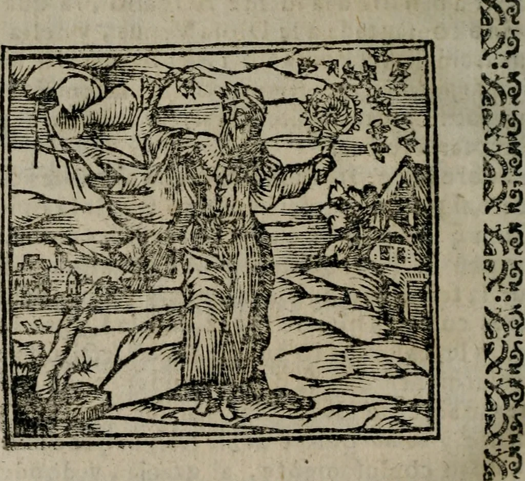 An illustration from Declaracion magistral sobre las Emblemas de Andres Alciato : con todas las historias, antiguedades, moralidad, y doctrina, tocante a las buenas costumbres : dedicadas a la muy noble insigne, leal, y coronada ciudad de Valencia, 1670, leaf 581