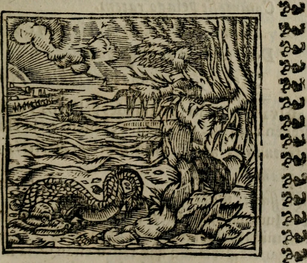 An illustration from Declaracion magistral sobre las Emblemas de Andres Alciato : con todas las historias, antiguedades, moralidad, y doctrina, tocante a las buenas costumbres : dedicadas a la muy noble insigne, leal, y coronada ciudad de Valencia, 1670, leaf 590