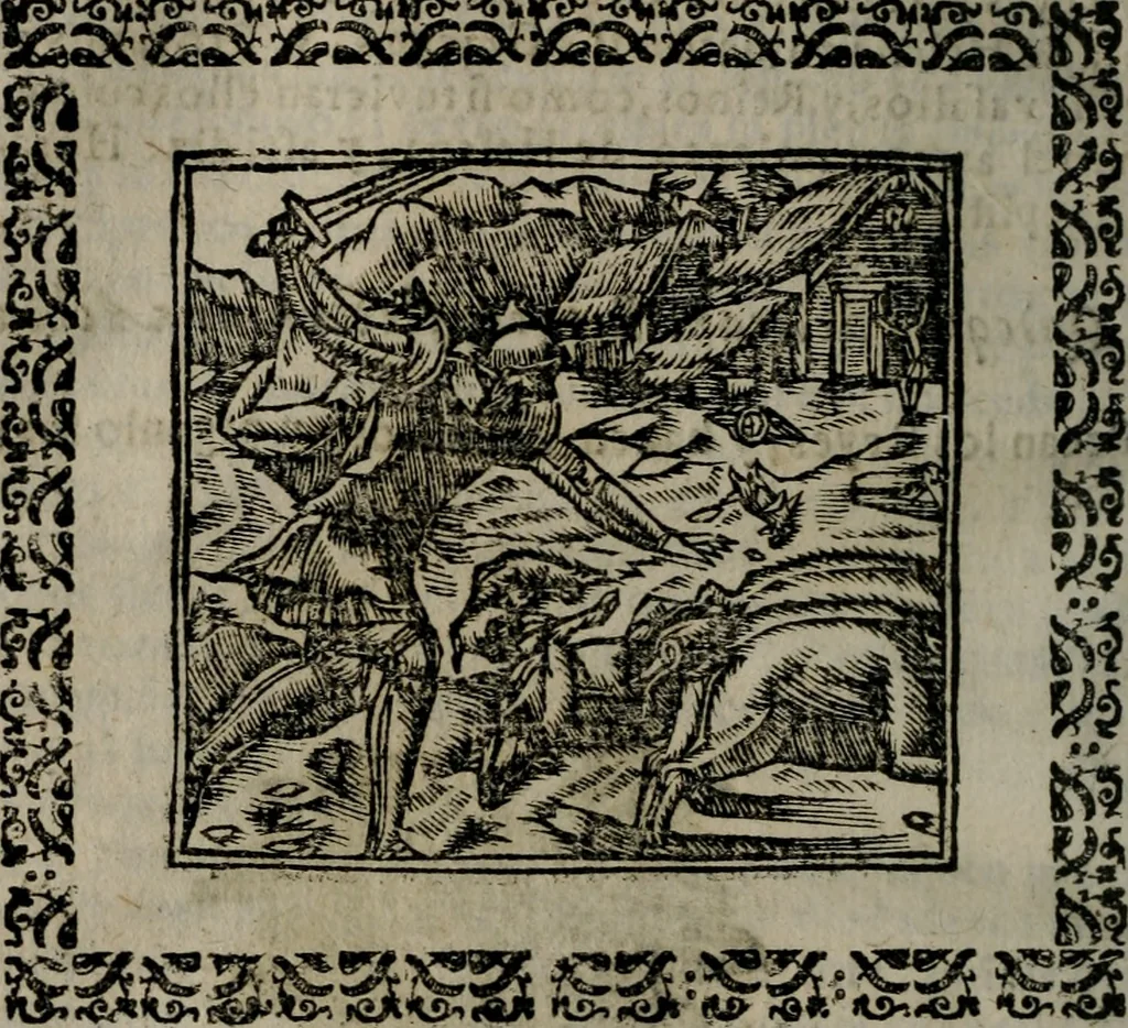 An illustration from Declaracion magistral sobre las Emblemas de Andres Alciato : con todas las historias, antiguedades, moralidad, y doctrina, tocante a las buenas costumbres : dedicadas a la muy noble insigne, leal, y coronada ciudad de Valencia, 1670, leaf 619