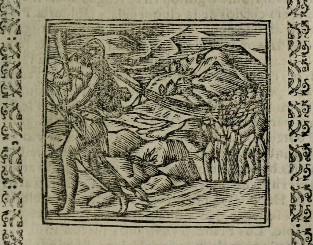 An illustration from Declaracion magistral sobre las Emblemas de Andres Alciato : con todas las historias, antiguedades, moralidad, y doctrina, tocante a las buenas costumbres : dedicadas a la muy noble insigne, leal, y coronada ciudad de Valencia, 1670, leaf 634
