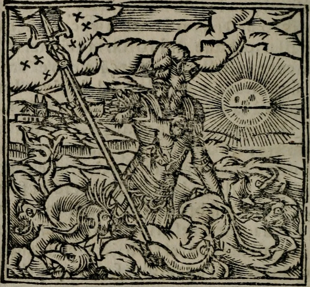 An illustration from Declaracion magistral sobre las Emblemas de Andres Alciato : con todas las historias, antiguedades, moralidad, y doctrina, tocante a las buenas costumbres : dedicadas a la muy noble insigne, leal, y coronada ciudad de Valencia, 1670, leaf 641