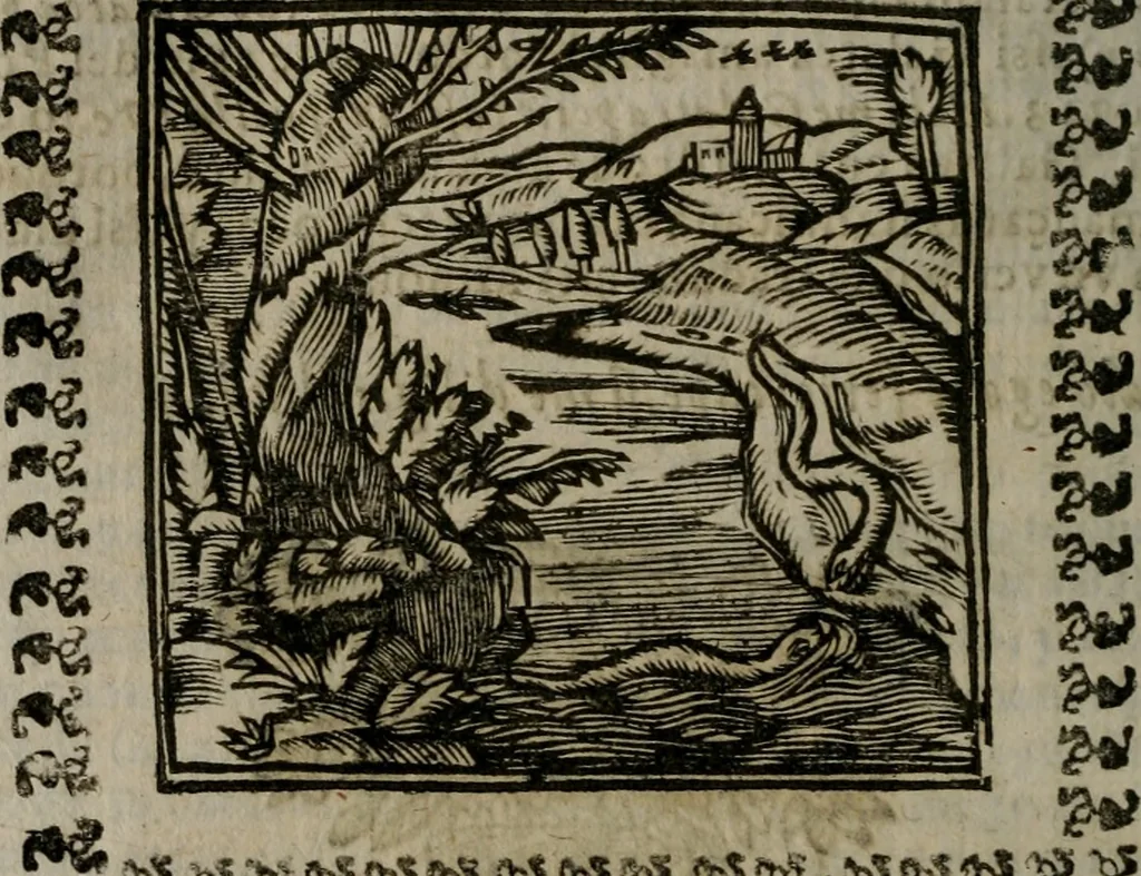 An illustration from Declaracion magistral sobre las Emblemas de Andres Alciato : con todas las historias, antiguedades, moralidad, y doctrina, tocante a las buenas costumbres : dedicadas a la muy noble insigne, leal, y coronada ciudad de Valencia, 1670, leaf 679