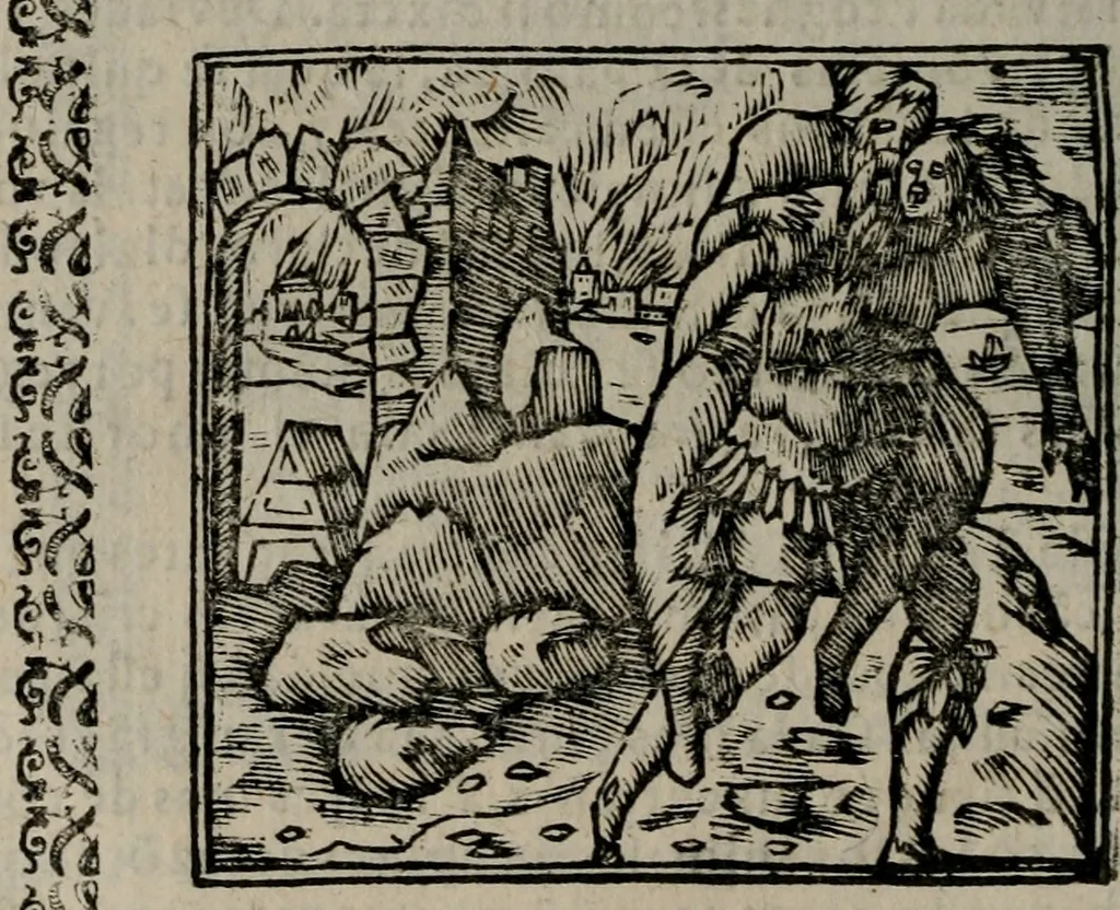 An illustration from Declaracion magistral sobre las Emblemas de Andres Alciato : con todas las historias, antiguedades, moralidad, y doctrina, tocante a las buenas costumbres : dedicadas a la muy noble insigne, leal, y coronada ciudad de Valencia, 1670, leaf 687