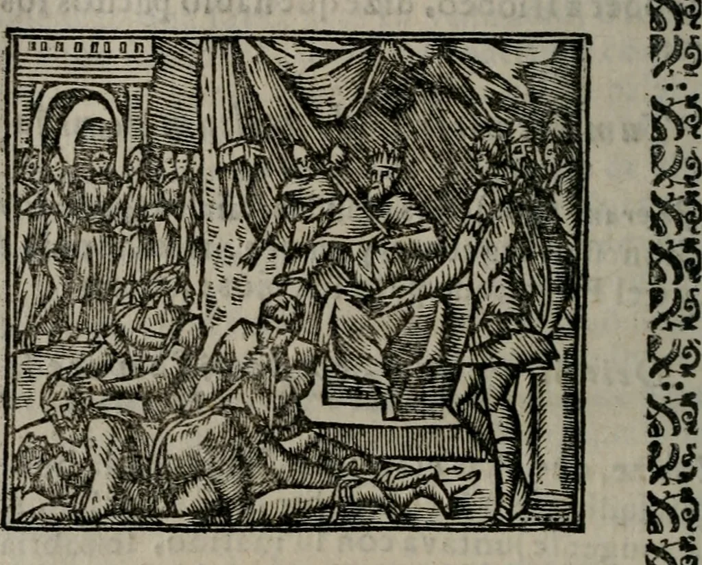 An illustration from Declaracion magistral sobre las Emblemas de Andres Alciato : con todas las historias, antiguedades, moralidad, y doctrina, tocante a las buenas costumbres : dedicadas a la muy noble insigne, leal, y coronada ciudad de Valencia, 1670, leaf 699
