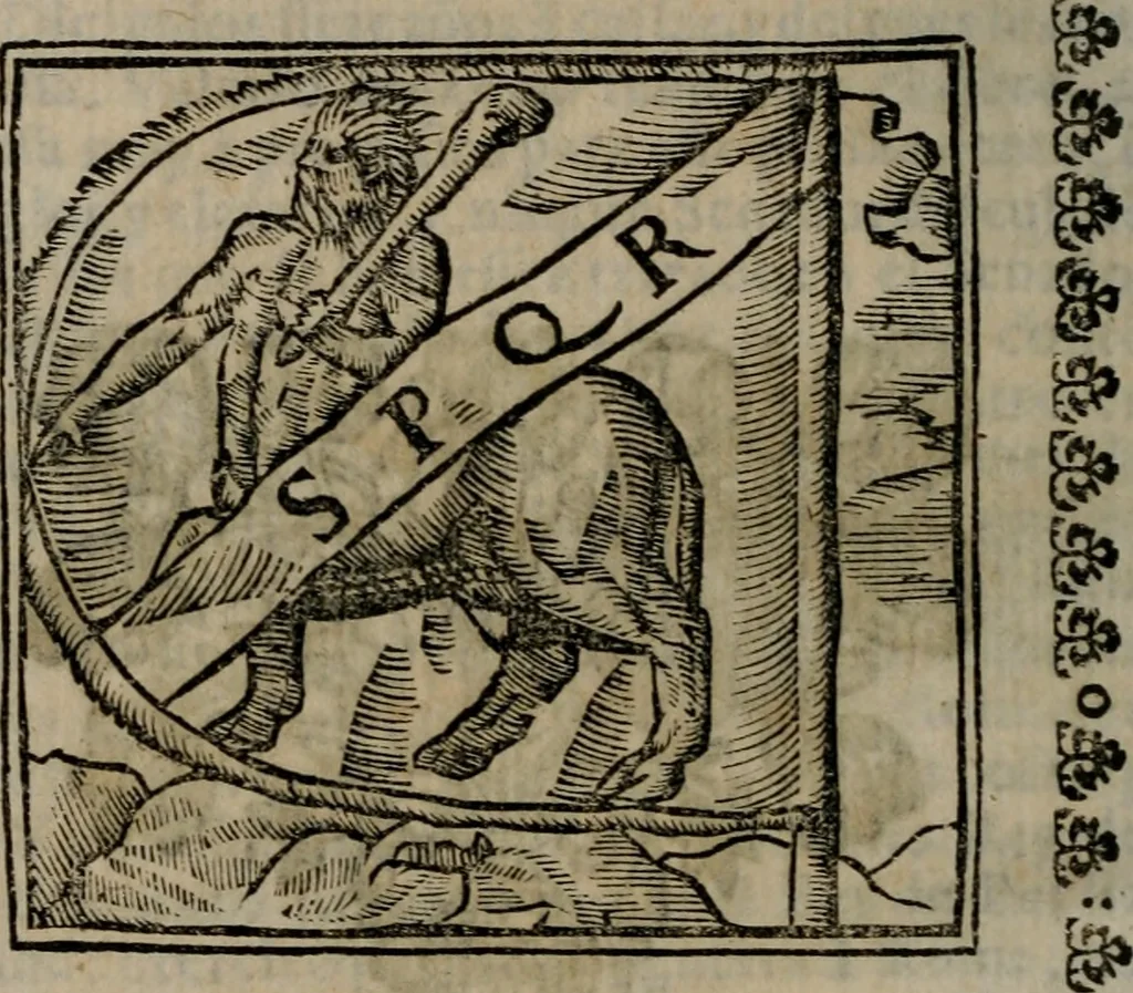 An illustration from Declaracion magistral sobre las Emblemas de Andres Alciato : con todas las historias, antiguedades, moralidad, y doctrina, tocante a las buenas costumbres : dedicadas a la muy noble insigne, leal, y coronada ciudad de Valencia, 1670, leaf 85