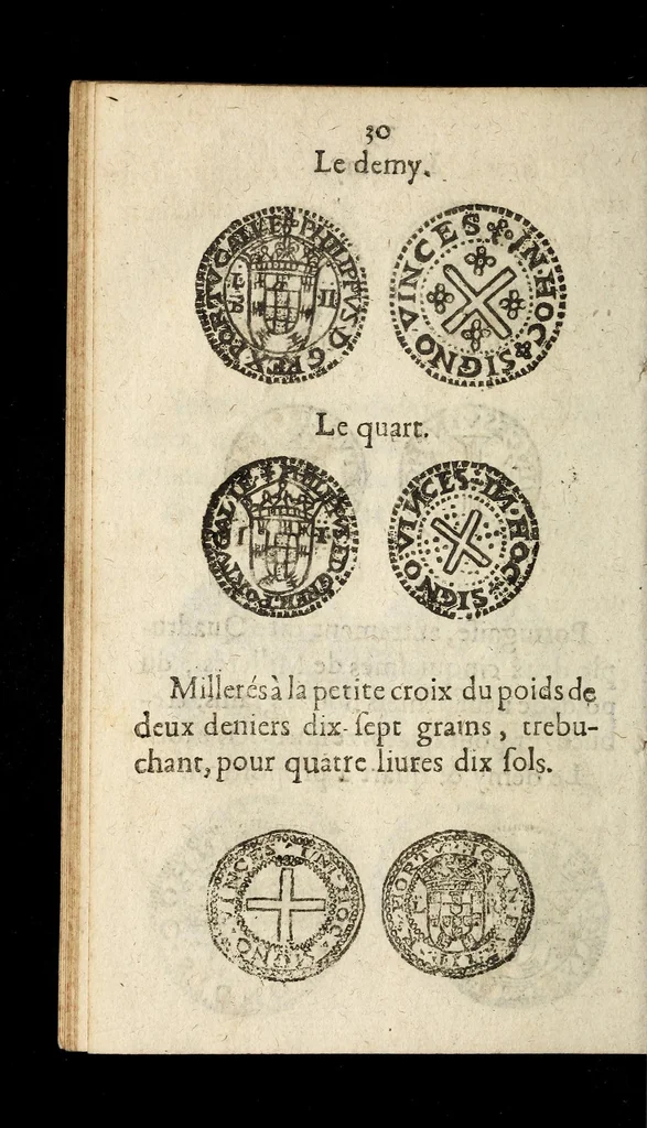 An illustration from [Declaration du roy, portant que les monnoyes d'argent legeres ne seront exposées que pour leur iuste prix selon leur poids & titre, & que tous les poids dont on se seruira pour les monnoyes, seront aiustez & estallonnez sur ceux de la Cour des monnoyes dans vn mois : registrée en la Cour des monnoyes le 24. octobre 1640 : ensemble l'arrest de ladite cour, pour le fait de l'estalonnement desdits poids]., 1640, leaf 30
