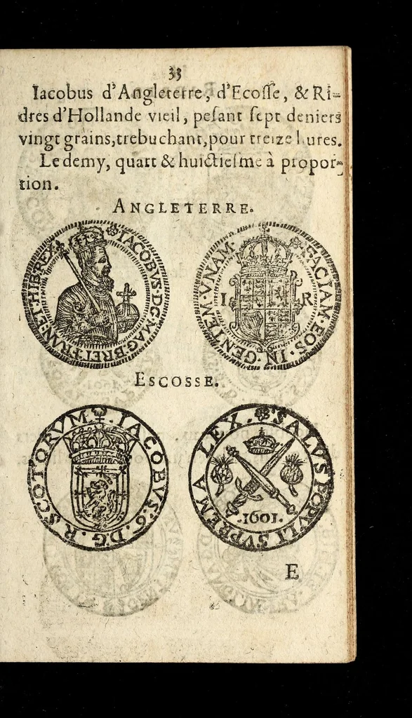 An illustration from [Declaration du roy, portant que les monnoyes d'argent legeres ne seront exposées que pour leur iuste prix selon leur poids & titre, & que tous les poids dont on se seruira pour les monnoyes, seront aiustez & estallonnez sur ceux de la Cour des monnoyes dans vn mois : registrée en la Cour des monnoyes le 24. octobre 1640 : ensemble l'arrest de ladite cour, pour le fait de l'estalonnement desdits poids]., 1640, leaf 33