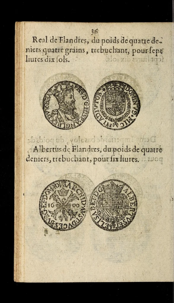 An illustration from [Declaration du roy, portant que les monnoyes d'argent legeres ne seront exposées que pour leur iuste prix selon leur poids & titre, & que tous les poids dont on se seruira pour les monnoyes, seront aiustez & estallonnez sur ceux de la Cour des monnoyes dans vn mois : registrée en la Cour des monnoyes le 24. octobre 1640 : ensemble l'arrest de ladite cour, pour le fait de l'estalonnement desdits poids]., 1640, leaf 36