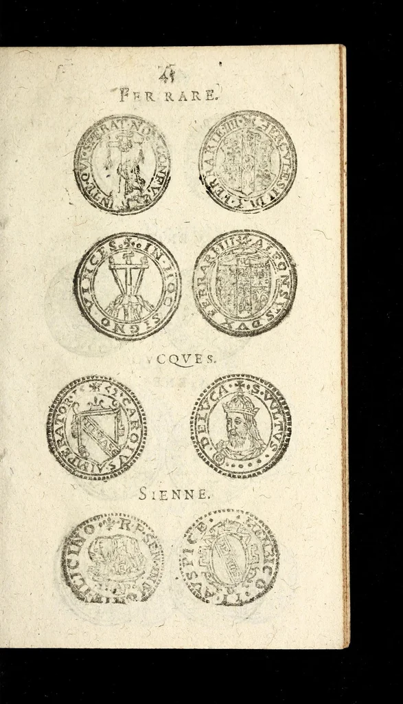 An illustration from [Declaration du roy, portant que les monnoyes d'argent legeres ne seront exposées que pour leur iuste prix selon leur poids & titre, & que tous les poids dont on se seruira pour les monnoyes, seront aiustez & estallonnez sur ceux de la Cour des monnoyes dans vn mois : registrée en la Cour des monnoyes le 24. octobre 1640 : ensemble l'arrest de ladite cour, pour le fait de l'estalonnement desdits poids]., 1640, leaf 45