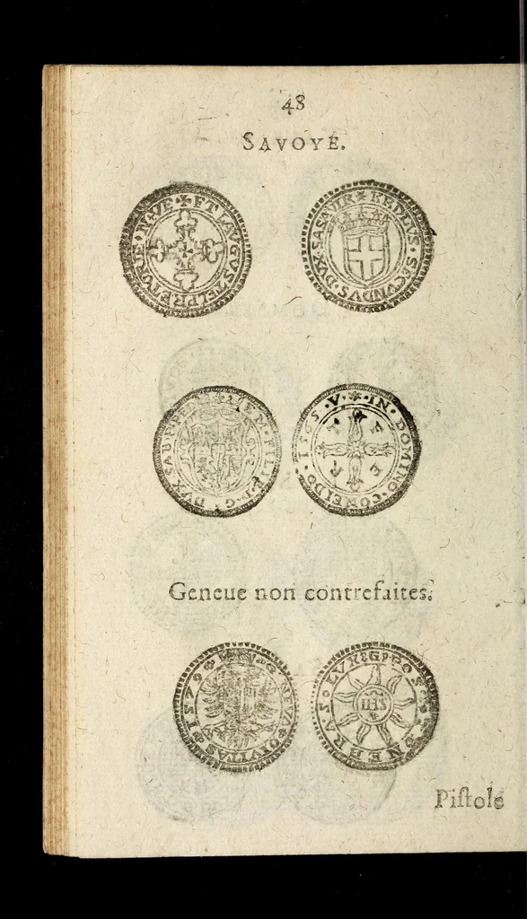 An illustration from [Declaration du roy, portant que les monnoyes d'argent legeres ne seront exposées que pour leur iuste prix selon leur poids & titre, & que tous les poids dont on se seruira pour les monnoyes, seront aiustez & estallonnez sur ceux de la Cour des monnoyes dans vn mois : registrée en la Cour des monnoyes le 24. octobre 1640 : ensemble l'arrest de ladite cour, pour le fait de l'estalonnement desdits poids]., 1640, leaf 48