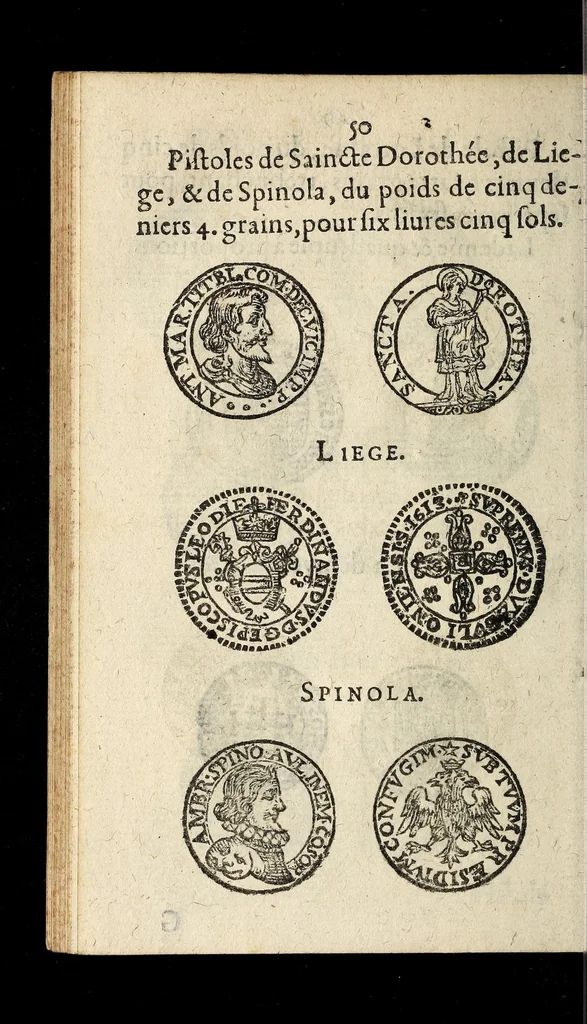 An illustration from [Declaration du roy, portant que les monnoyes d'argent legeres ne seront exposées que pour leur iuste prix selon leur poids & titre, & que tous les poids dont on se seruira pour les monnoyes, seront aiustez & estallonnez sur ceux de la Cour des monnoyes dans vn mois : registrée en la Cour des monnoyes le 24. octobre 1640 : ensemble l'arrest de ladite cour, pour le fait de l'estalonnement desdits poids]., 1640, leaf 50