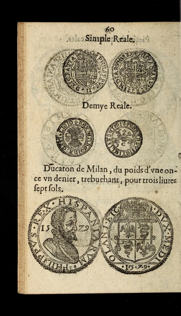 An illustration from [Declaration du roy, portant que les monnoyes d'argent legeres ne seront exposées que pour leur iuste prix selon leur poids & titre, & que tous les poids dont on se seruira pour les monnoyes, seront aiustez & estallonnez sur ceux de la Cour des monnoyes dans vn mois : registrée en la Cour des monnoyes le 24. octobre 1640 : ensemble l'arrest de ladite cour, pour le fait de l'estalonnement desdits poids]., 1640, leaf 60