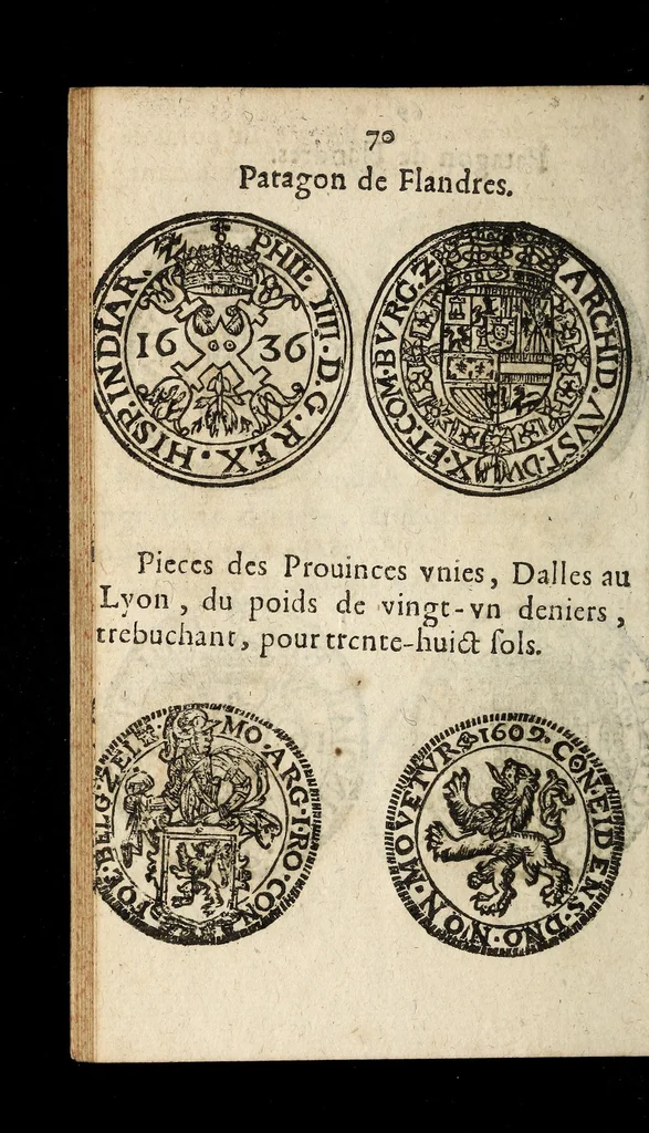 An illustration from [Declaration du roy, portant que les monnoyes d'argent legeres ne seront exposées que pour leur iuste prix selon leur poids & titre, & que tous les poids dont on se seruira pour les monnoyes, seront aiustez & estallonnez sur ceux de la Cour des monnoyes dans vn mois : registrée en la Cour des monnoyes le 24. octobre 1640 : ensemble l'arrest de ladite cour, pour le fait de l'estalonnement desdits poids]., 1640, leaf 70
