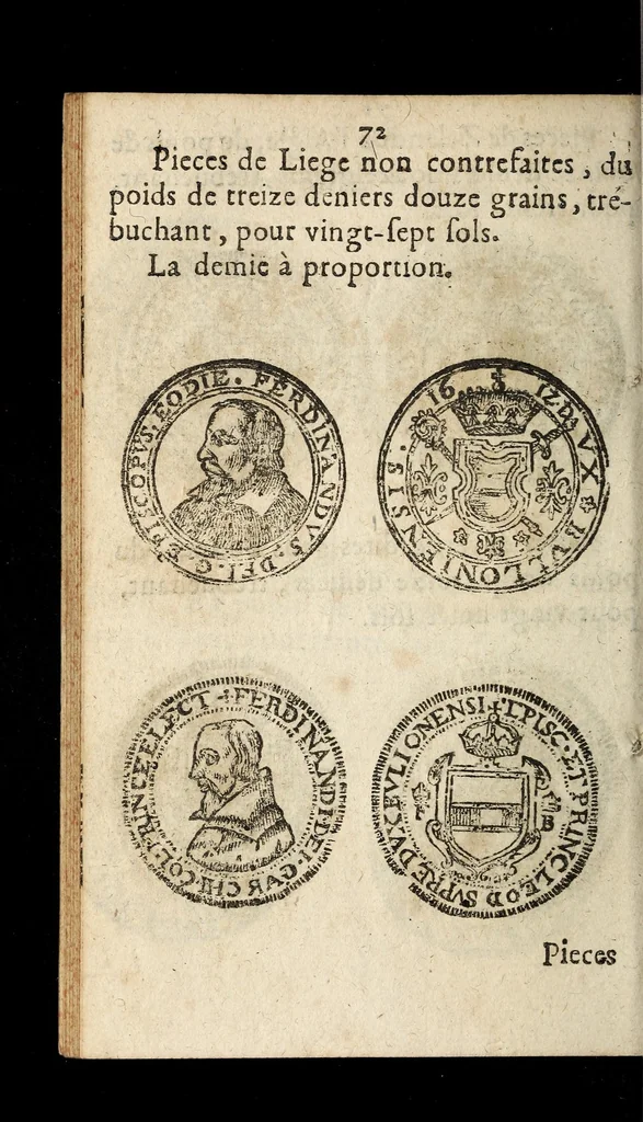 An illustration from [Declaration du roy, portant que les monnoyes d'argent legeres ne seront exposées que pour leur iuste prix selon leur poids & titre, & que tous les poids dont on se seruira pour les monnoyes, seront aiustez & estallonnez sur ceux de la Cour des monnoyes dans vn mois : registrée en la Cour des monnoyes le 24. octobre 1640 : ensemble l'arrest de ladite cour, pour le fait de l'estalonnement desdits poids]., 1640, leaf 72