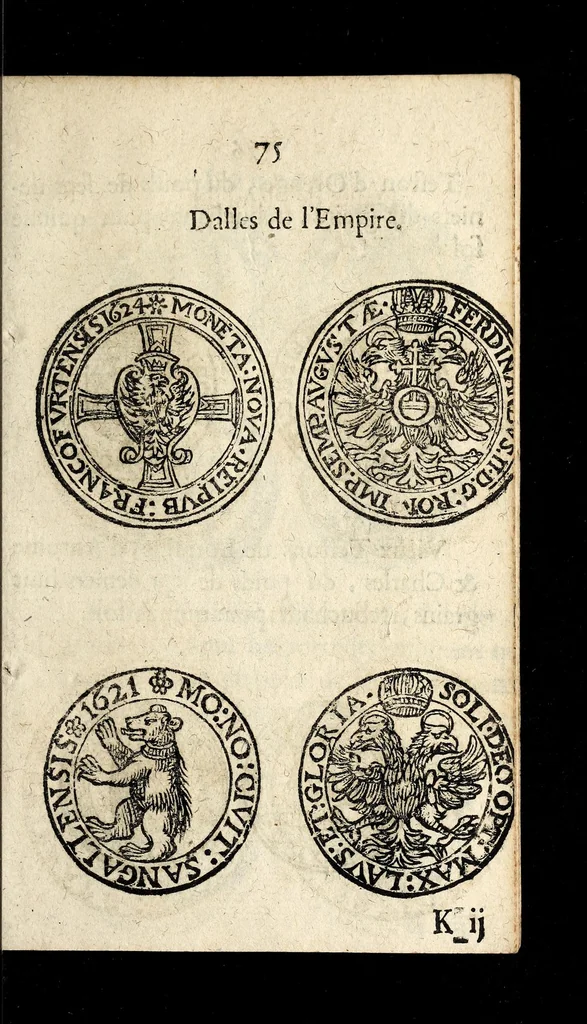An illustration from [Declaration du roy, portant que les monnoyes d'argent legeres ne seront exposées que pour leur iuste prix selon leur poids & titre, & que tous les poids dont on se seruira pour les monnoyes, seront aiustez & estallonnez sur ceux de la Cour des monnoyes dans vn mois : registrée en la Cour des monnoyes le 24. octobre 1640 : ensemble l'arrest de ladite cour, pour le fait de l'estalonnement desdits poids]., 1640, leaf 75