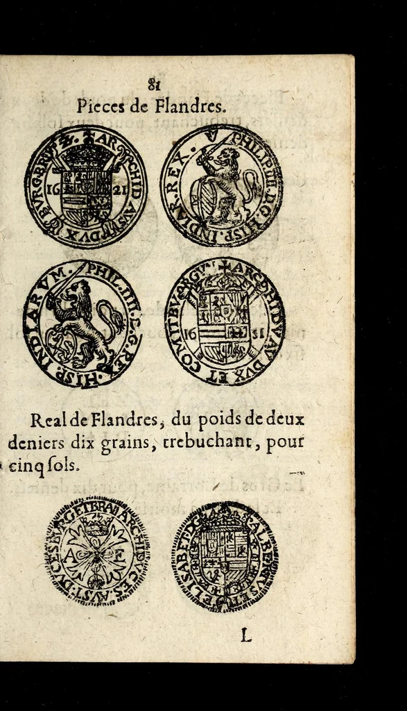 An illustration from [Declaration du roy, portant que les monnoyes d'argent legeres ne seront exposées que pour leur iuste prix selon leur poids & titre, & que tous les poids dont on se seruira pour les monnoyes, seront aiustez & estallonnez sur ceux de la Cour des monnoyes dans vn mois : registrée en la Cour des monnoyes le 24. octobre 1640 : ensemble l'arrest de ladite cour, pour le fait de l'estalonnement desdits poids]., 1640, leaf 81