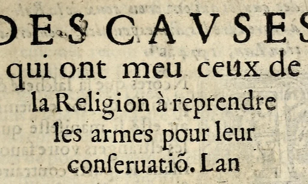 An illustration from Declaration des Causes qui ont meu ceux de la Religion à reprendre les armes pour leur conservation. L'an 1574., 1574, leaf 9