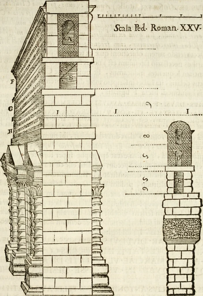 An illustration from De colvmna Traiani syntagma. Accesserunt explicatio veteris tabellae anaglyphae Homeri Iliadem, atqve ex Stesichoro, Arctino et Lesche Ilii excidivm continentis, & Emissarii Lacus Fvcini descriptio, 1683, leaf 110