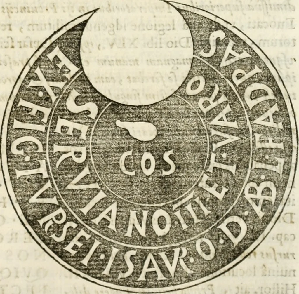 An illustration from De colvmna Traiani syntagma. Accesserunt explicatio veteris tabellae anaglyphae Homeri Iliadem, atqve ex Stesichoro, Arctino et Lesche Ilii excidivm continentis, & Emissarii Lacus Fvcini descriptio, 1683, leaf 204