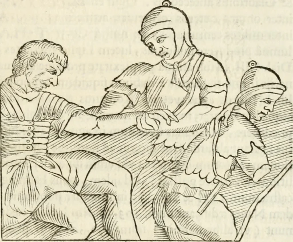 An illustration from De colvmna Traiani syntagma. Accesserunt explicatio veteris tabellae anaglyphae Homeri Iliadem, atqve ex Stesichoro, Arctino et Lesche Ilii excidivm continentis, & Emissarii Lacus Fvcini descriptio, 1683, leaf 214