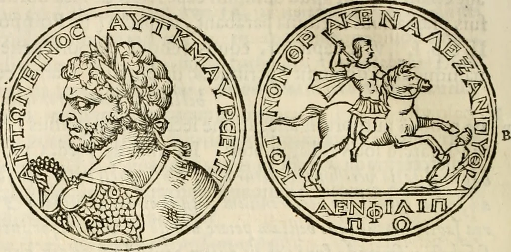 An illustration from De colvmna Traiani syntagma. Accesserunt explicatio veteris tabellae anaglyphae Homeri Iliadem, atqve ex Stesichoro, Arctino et Lesche Ilii excidivm continentis, & Emissarii Lacus Fvcini descriptio, 1683, leaf 231