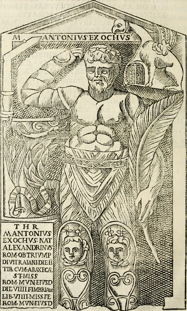 An illustration from De colvmna Traiani syntagma. Accesserunt explicatio veteris tabellae anaglyphae Homeri Iliadem, atqve ex Stesichoro, Arctino et Lesche Ilii excidivm continentis, & Emissarii Lacus Fvcini descriptio, 1683, leaf 263