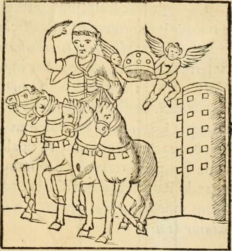 An illustration from De colvmna Traiani syntagma. Accesserunt explicatio veteris tabellae anaglyphae Homeri Iliadem, atqve ex Stesichoro, Arctino et Lesche Ilii excidivm continentis, & Emissarii Lacus Fvcini descriptio, 1683, leaf 266