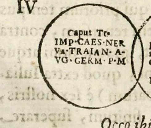 An illustration from De colvmna Traiani syntagma. Accesserunt explicatio veteris tabellae anaglyphae Homeri Iliadem, atqve ex Stesichoro, Arctino et Lesche Ilii excidivm continentis, & Emissarii Lacus Fvcini descriptio, 1683, leaf 287