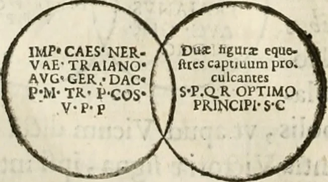 An illustration from De colvmna Traiani syntagma. Accesserunt explicatio veteris tabellae anaglyphae Homeri Iliadem, atqve ex Stesichoro, Arctino et Lesche Ilii excidivm continentis, & Emissarii Lacus Fvcini descriptio, 1683, leaf 317
