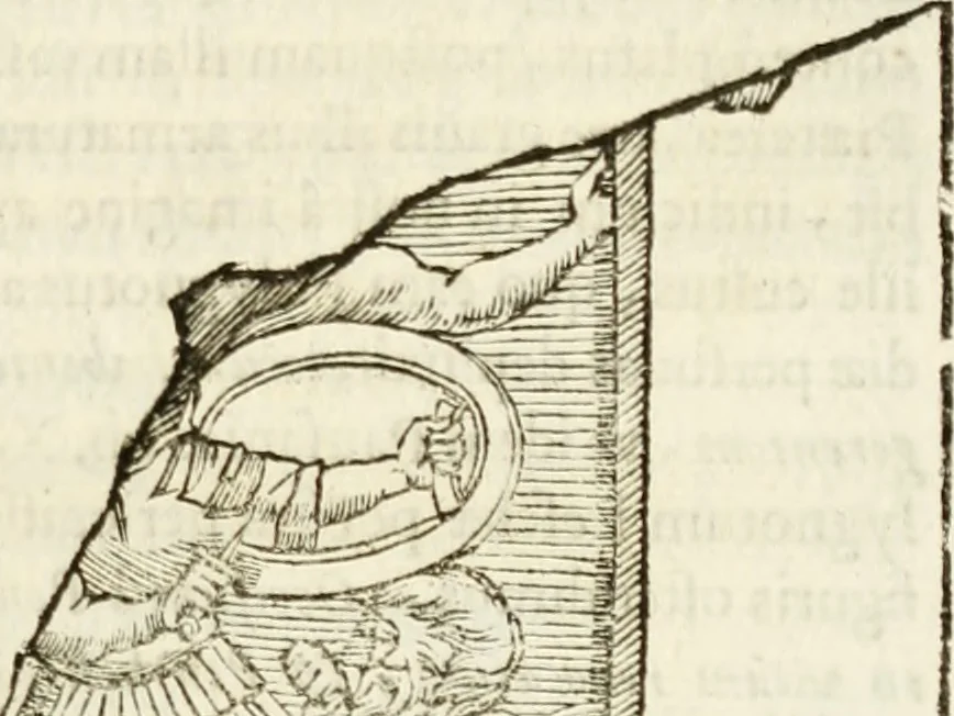 An illustration from De colvmna Traiani syntagma. Accesserunt explicatio veteris tabellae anaglyphae Homeri Iliadem, atqve ex Stesichoro, Arctino et Lesche Ilii excidivm continentis, & Emissarii Lacus Fvcini descriptio, 1683, leaf 358