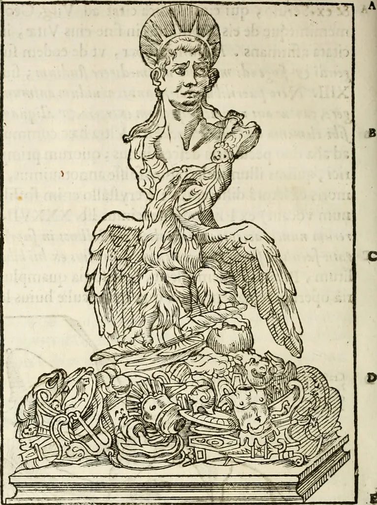 An illustration from De colvmna Traiani syntagma. Accesserunt explicatio veteris tabellae anaglyphae Homeri Iliadem, atqve ex Stesichoro, Arctino et Lesche Ilii excidivm continentis, & Emissarii Lacus Fvcini descriptio, 1683, leaf 393