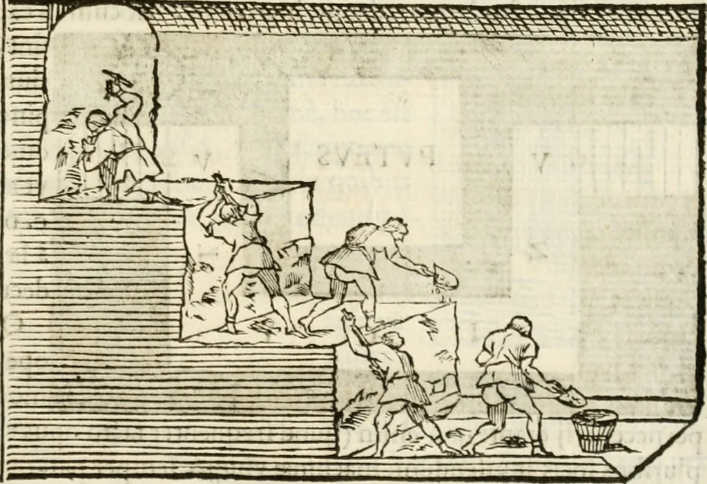 An illustration from De colvmna Traiani syntagma. Accesserunt explicatio veteris tabellae anaglyphae Homeri Iliadem, atqve ex Stesichoro, Arctino et Lesche Ilii excidivm continentis, & Emissarii Lacus Fvcini descriptio, 1683, leaf 422