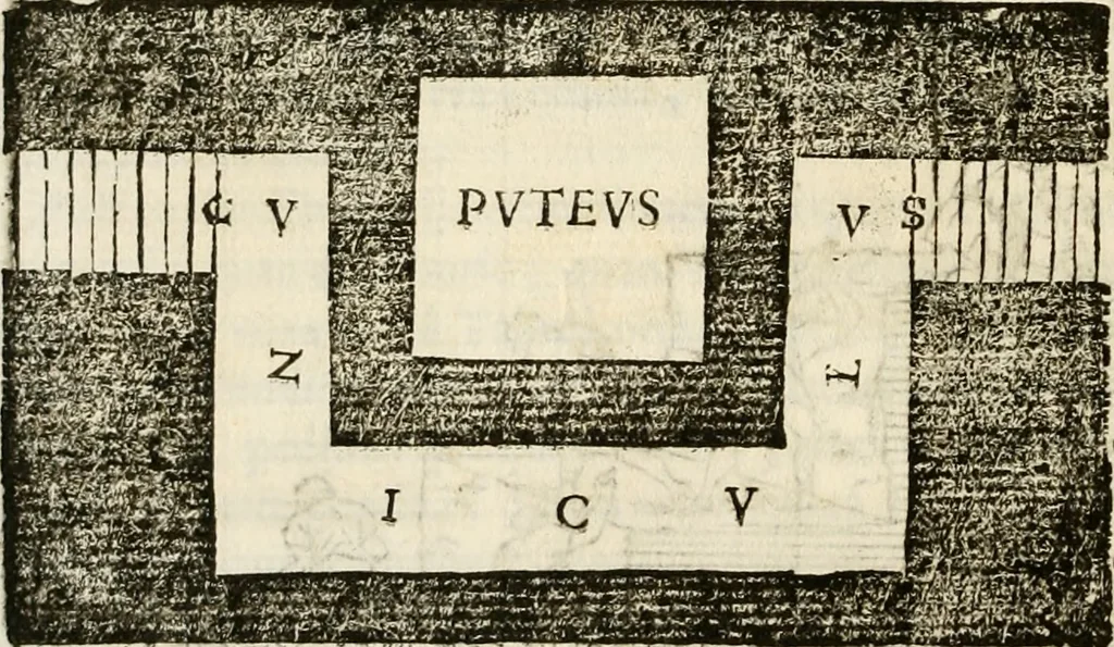 An illustration from De colvmna Traiani syntagma. Accesserunt explicatio veteris tabellae anaglyphae Homeri Iliadem, atqve ex Stesichoro, Arctino et Lesche Ilii excidivm continentis, & Emissarii Lacus Fvcini descriptio, 1683, leaf 423