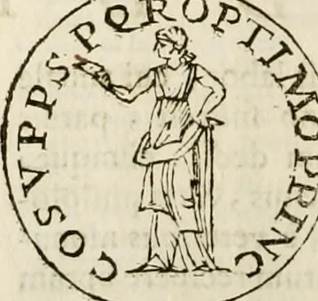 An illustration from De colvmna Traiani syntagma. Accesserunt explicatio veteris tabellae anaglyphae Homeri Iliadem, atqve ex Stesichoro, Arctino et Lesche Ilii excidivm continentis, & Emissarii Lacus Fvcini descriptio, 1683, leaf 491