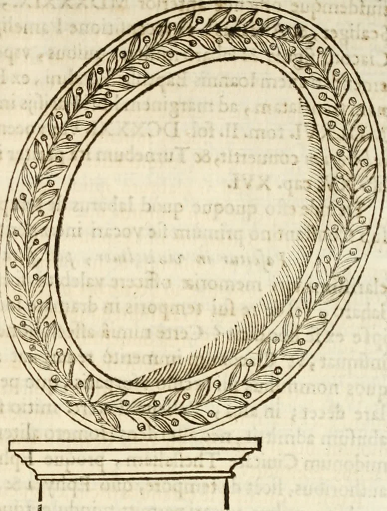 An illustration from De colvmna Traiani syntagma. Accesserunt explicatio veteris tabellae anaglyphae Homeri Iliadem, atqve ex Stesichoro, Arctino et Lesche Ilii excidivm continentis, & Emissarii Lacus Fvcini descriptio, 1683, leaf 64