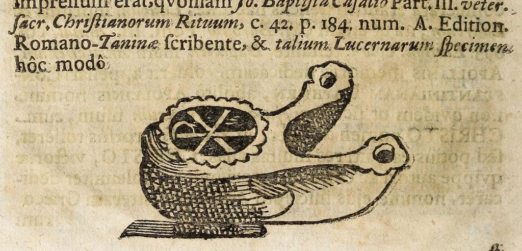 An illustration from De Constantini Magni, Christianor. impp. primi, duobus nummis : qvorum priorem, accepto sacro-sancto Baptismate, posteriorem autem, paterne facta Imperii sui anno ejusd. ultimo, inter tres filios partione, is jusserit signari epistolae duae ..., 1693, leaf 32