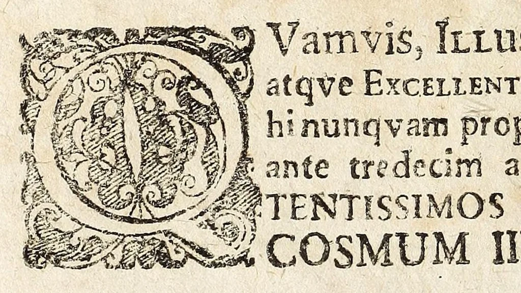 An illustration from De Constantini Magni, Christianor. impp. primi, duobus nummis : qvorum priorem, accepto sacro-sancto Baptismate, posteriorem autem, paterne facta Imperii sui anno ejusd. ultimo, inter tres filios partione, is jusserit signari epistolae duae ..., 1693, leaf 8